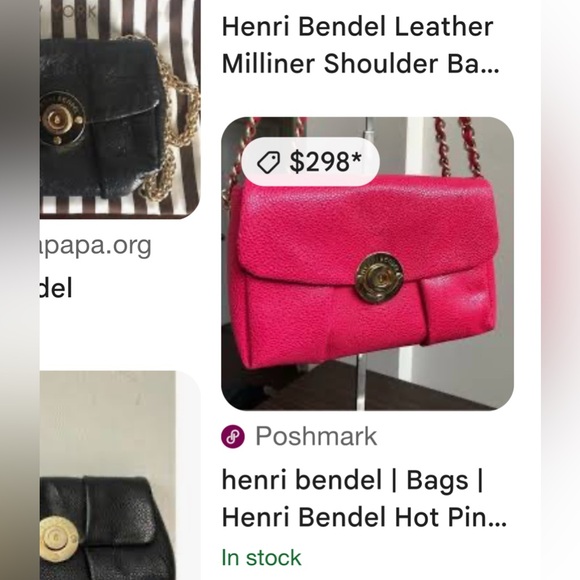 Henri Bendel Pebbled Leather Bag Gold Chain Shoulder Crossbody Bag - Picture 11 of 17